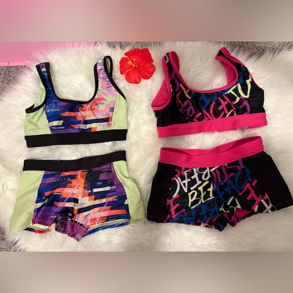 Justice Pink and Blue Swimwear Vibrant Dance-Inspired Design